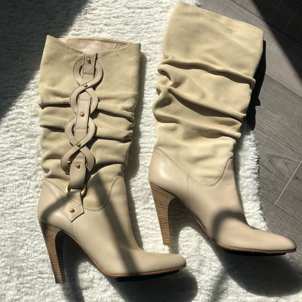 Italy Cream Isabella Fiore Suede Leather Boots 8.5